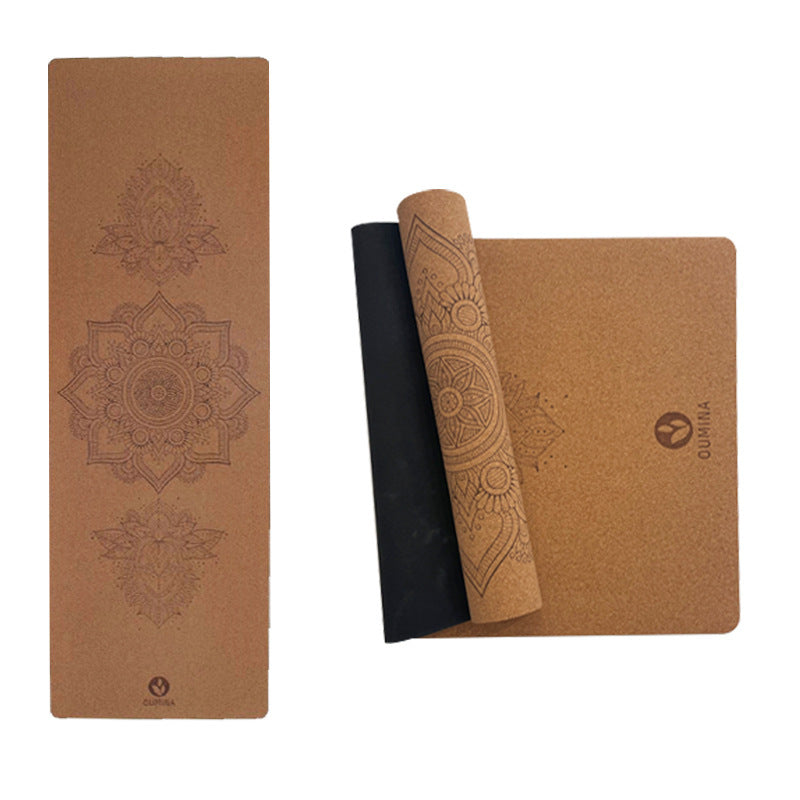 Cork Printed Yoga Mat Sports Slimming Natural Rubber Anti-slip Yoga Datura 1830x610x5