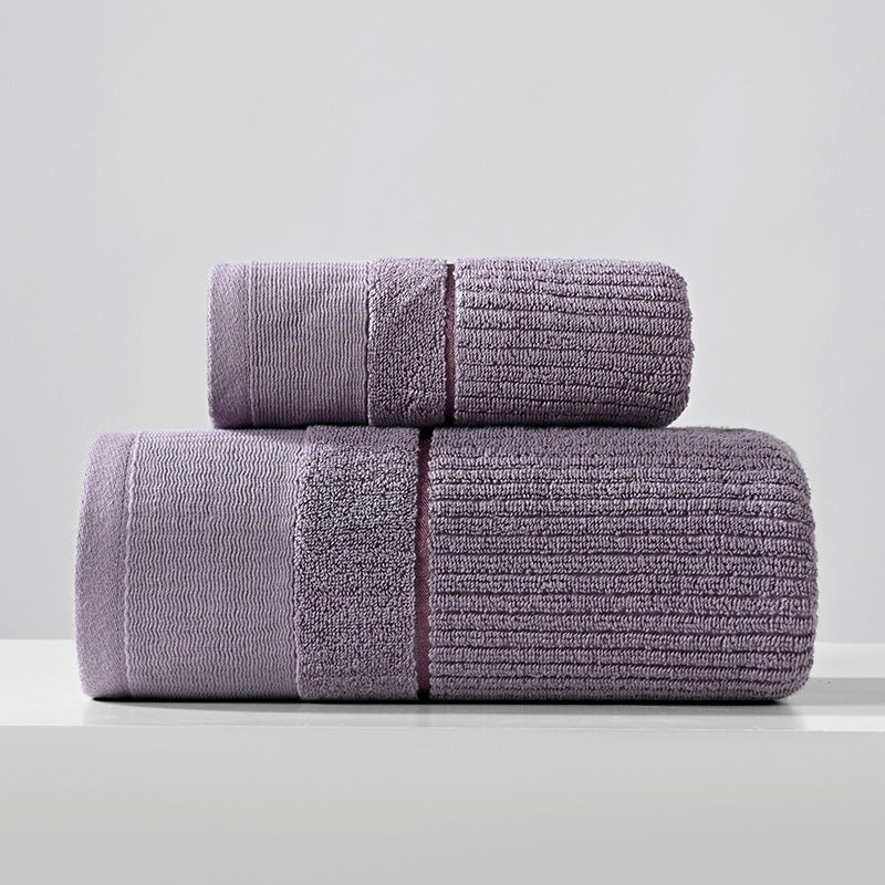 Pure Cotton Towels Three-piece With Hand Bath Towel Class Vertical Purple 1 Bath Towel And 2 Towels