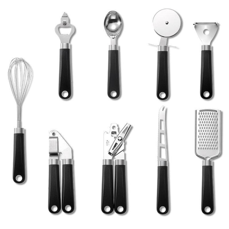 Creative Plastic Handle Stainless Steel Kitchen Utensils Black