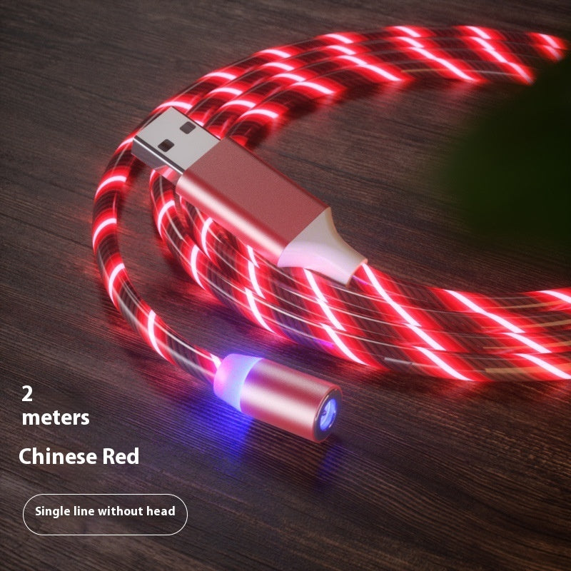 Magnetic Charging Cable Streamer Fast Charging Cable Lighting Micro USB Cable LED Magnet Charger Type-C Cable Red 2m Micro