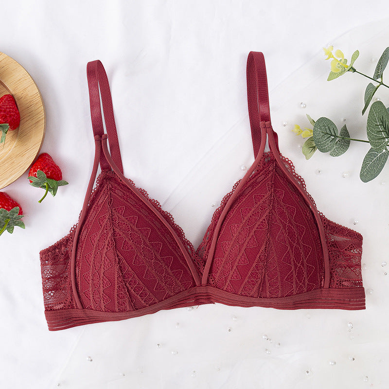 French Thin Section Gathered Lace Underwear Women Brick red