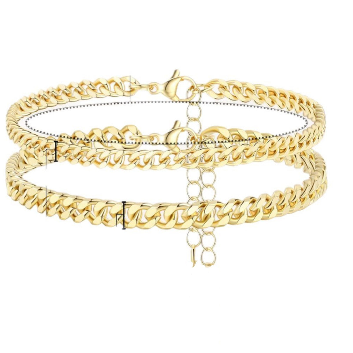 18K Gold Bold Cuban Link Chain Anklet Grinding Chain Fashion