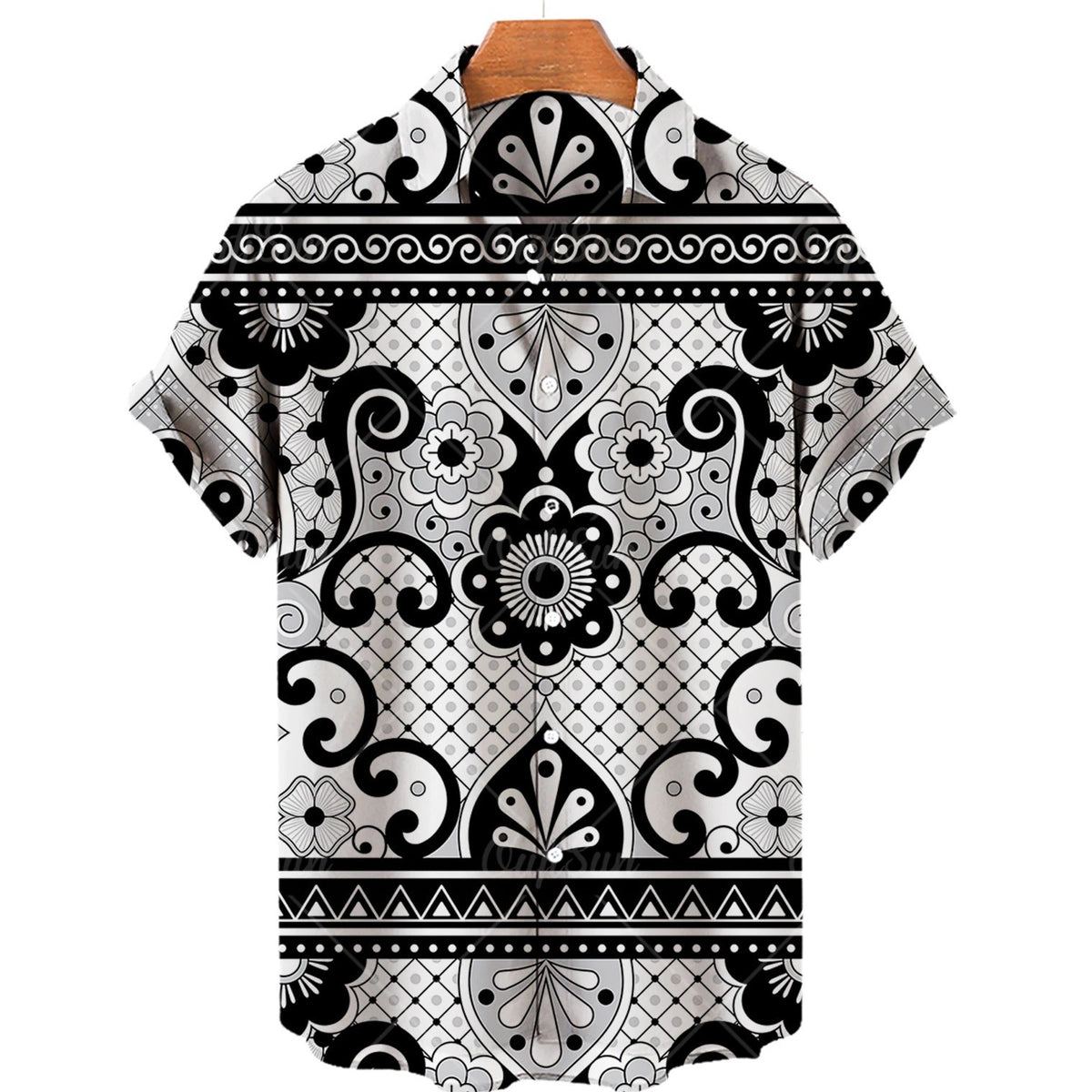 Men's Casual Fashion 3D Digital Printing Short Sleeve Shirt ZM3932