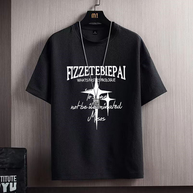 Ice Silk Short Sleeve T-shirt Men 991 Black Double Darts