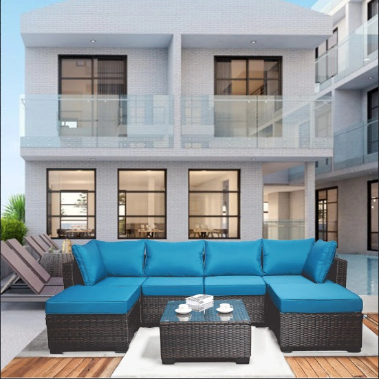 Outdoor Sofa Patio Furniture BlueBrown