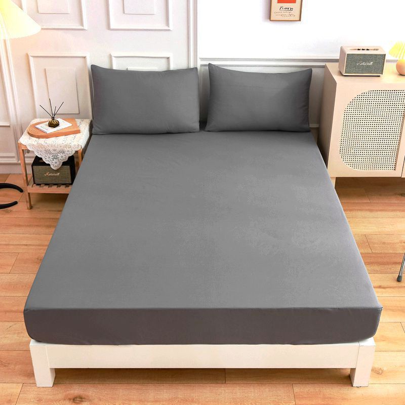 Students Cotton Bed Sheets Fitted Sheet Pillow Case Silver grey