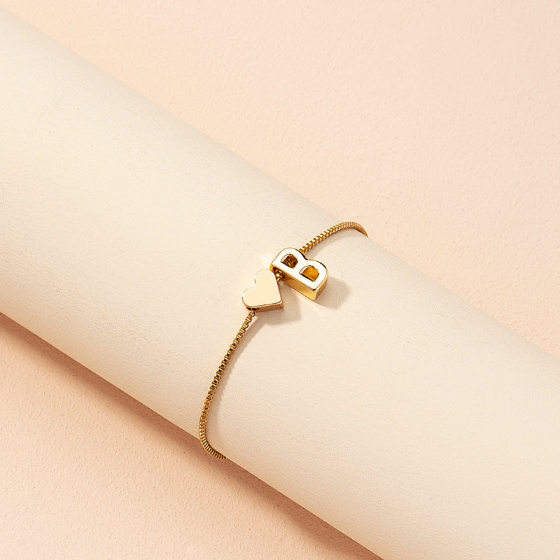 Bracelet Heart-shaped English Letters Letter B