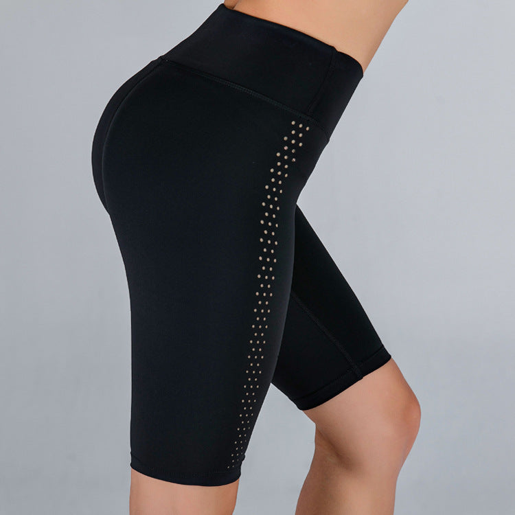 Hollow Breathable Slim Hip Yoga Shorts black