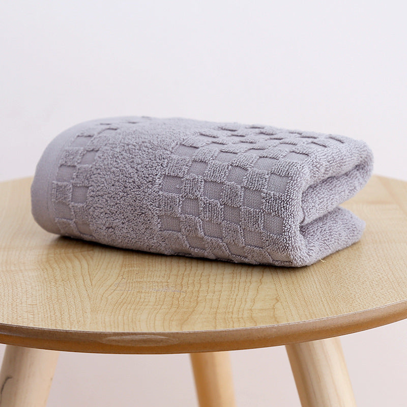 Thickened Absorbent Soft Cotton Face Towel Double grid grey