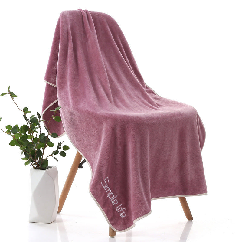 Thickened Youth Pie Microfiber Daisy Bath Towel Purple Letter