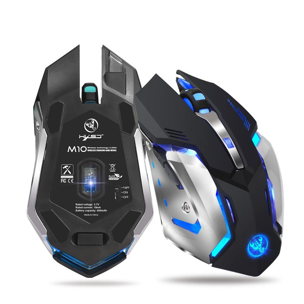 HXSJ new wireless mouse 2.4GPI gaming mouse glowing mouse Black