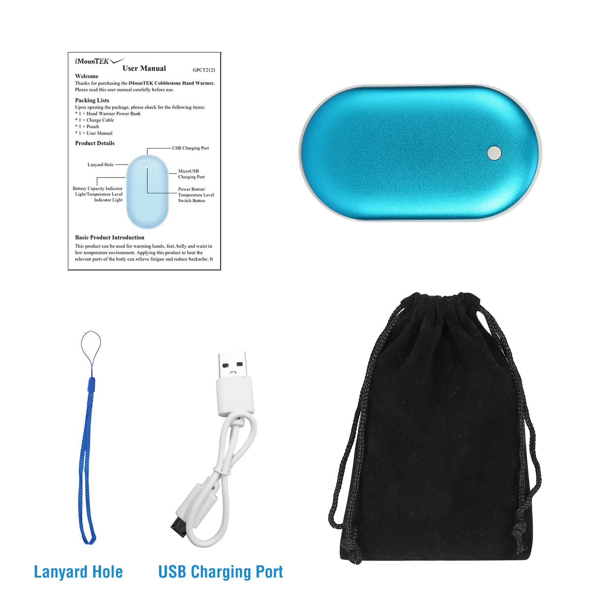 ROSELUXE Rechargeable Hand Warmer & 5000mAh Power Bank - Double-Sided Heat, 3 Levels