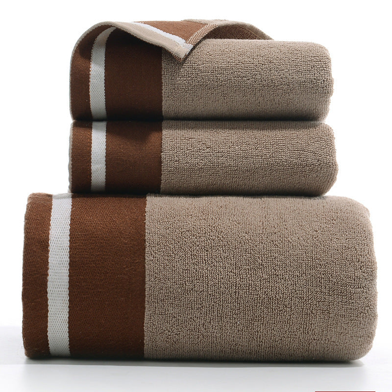 Pure Cotton Towels Three-piece With Hand Bath Towel Class Wide Satin Brown 1 Bath Towel And 2 Towels