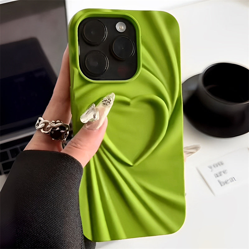 Ruffled Simple Love Phone Case Mustard green