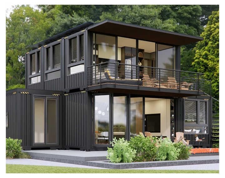 2 Storey Portable Expandable Prefab House Tiny Homes to Live in for Adults Mini Foldable Container House Mobile Home Modular Homes Mini Live Houses Double Floors Prefab Space