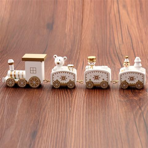 4pcs Mini Wood Train Toys A White