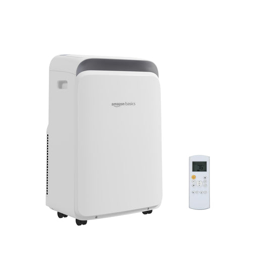 Amazon Basics 3-In-1 Portable Air Conditioner, 10,000 BTU (ASHRAE), Cools Up to 450 Sqf, Portable AC with Cool/Dry (Dehumidifier)/Fan-Only Functions, Auto Mode, Sleep Mode, Timer, White