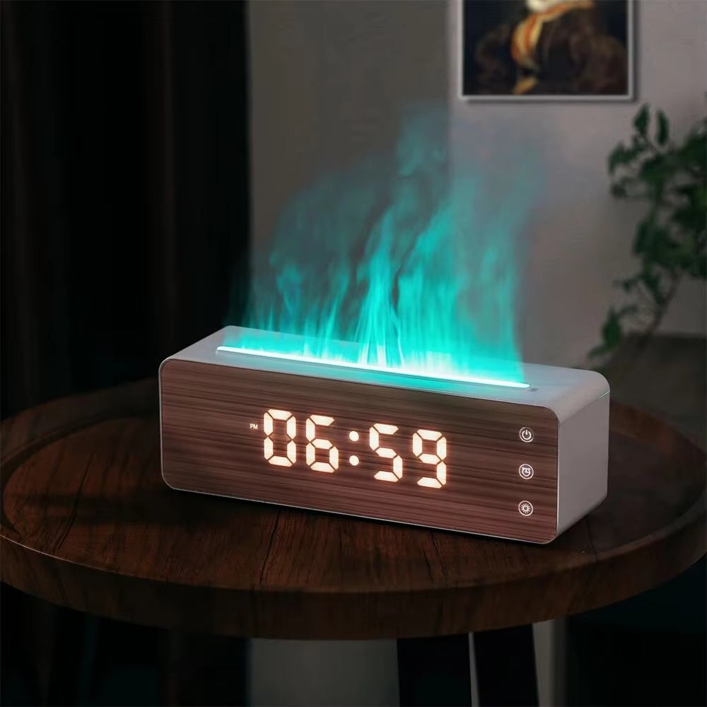 Homefish Flame Humidifier Aromatherapy Machine With Clock Humidity Display Atmosphere Lamp Table Diffuser