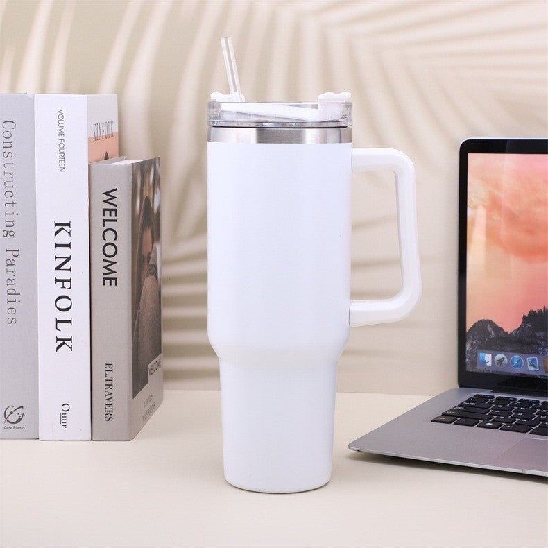 Stainless Steel Coffee Cup Handle Water Cup Cup Metal White 40oz