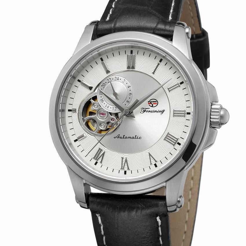 Steel band mechanical watch men's watch automatic men's watch Silver white