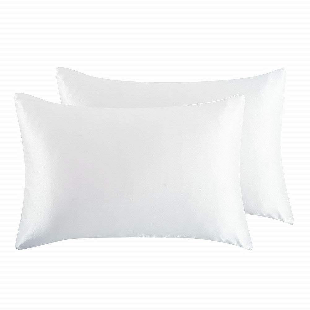 Silk Satin Zipper Pillowcase White