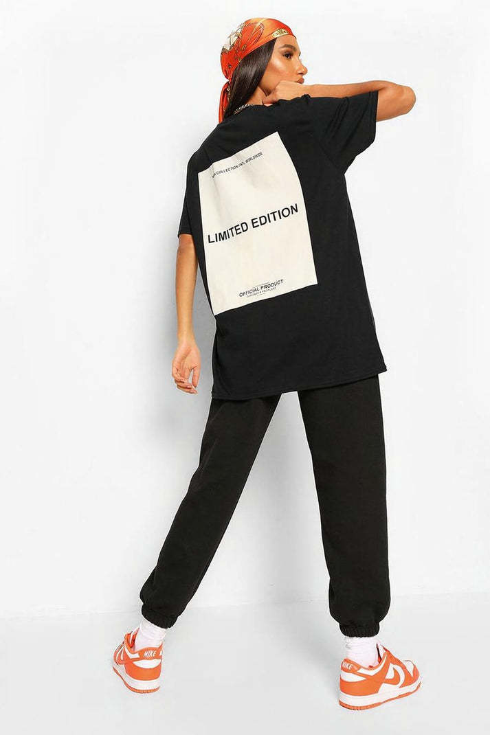 Ladies Oversized Limited Edition Short Sleeves T Shirt Top Black One