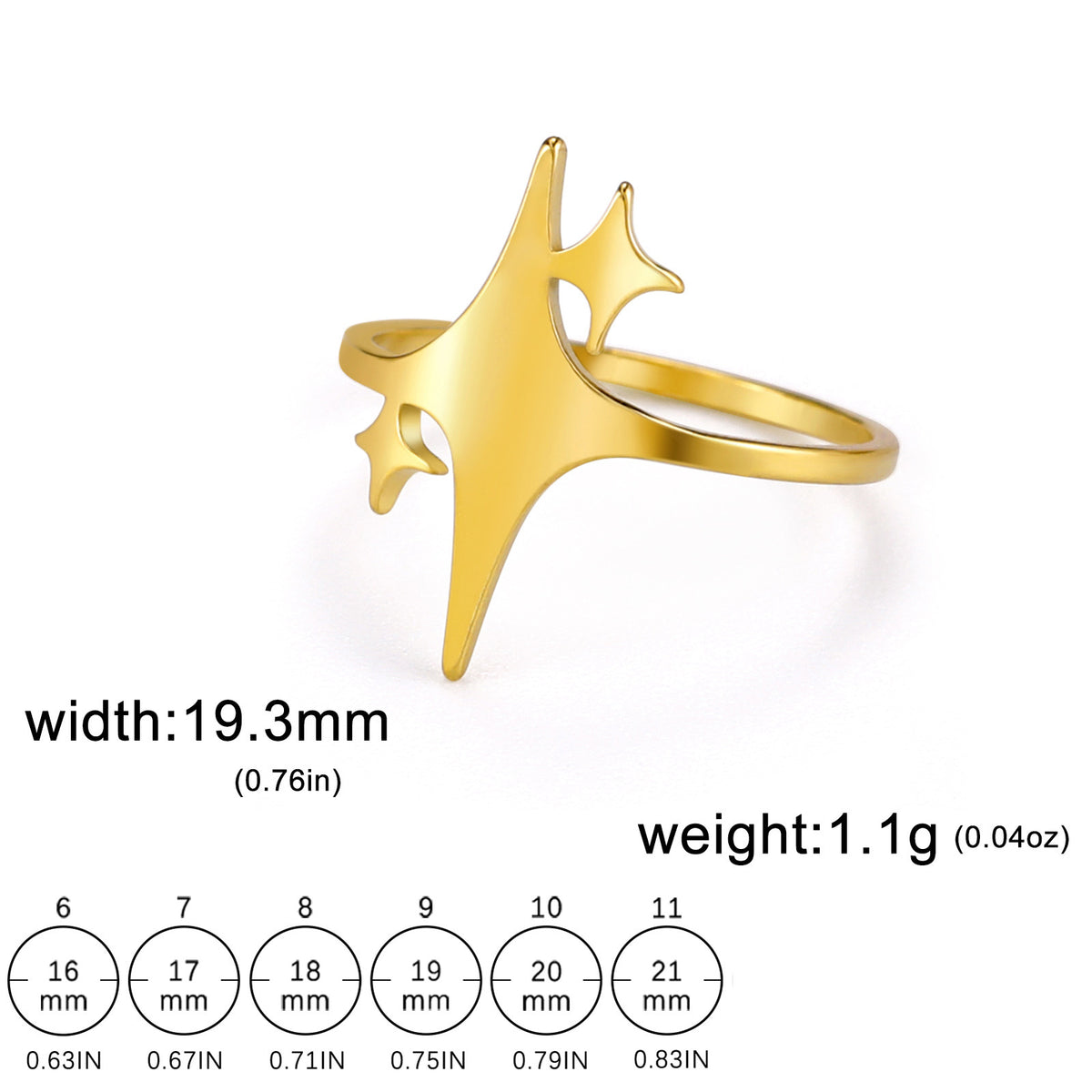Simple Special-interest Design Square Star Ring Gold