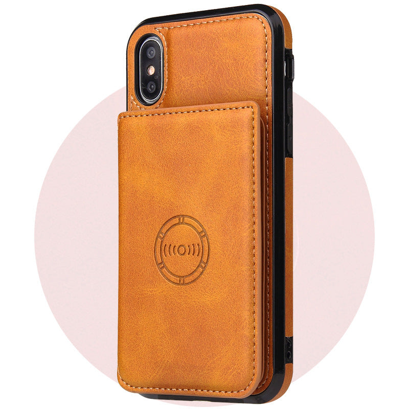 Card wallet leather case phone case Orange