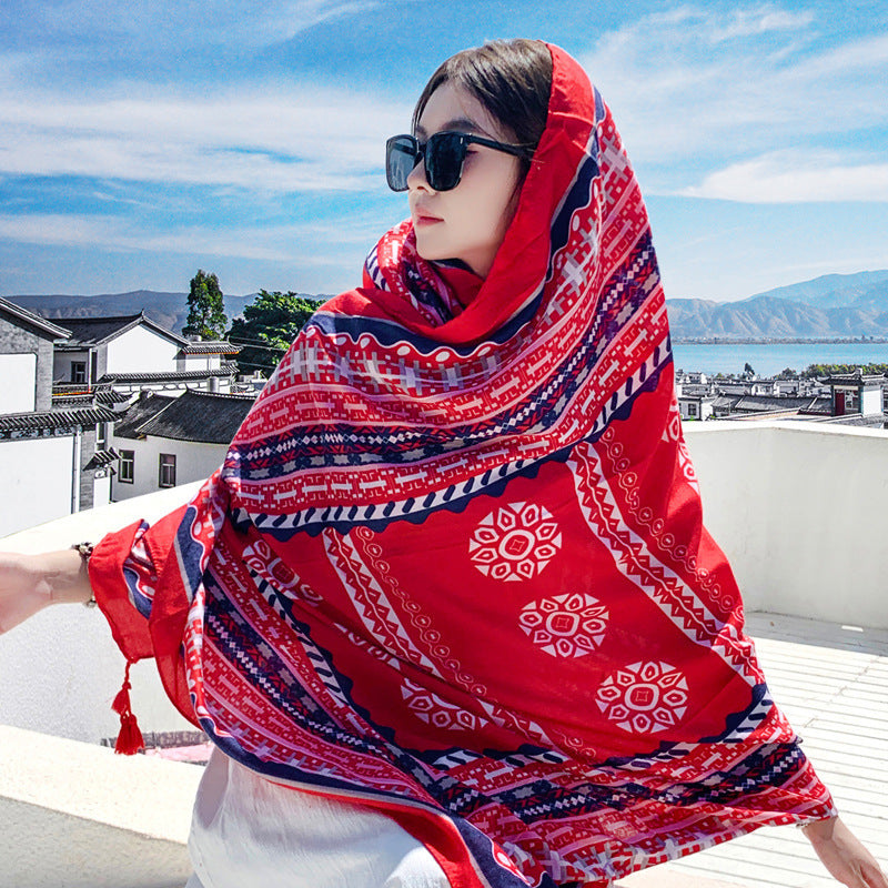 Women's Outer Scarf For Traveling In Western Sichuan Grassland Dunhuang Lotus City Default