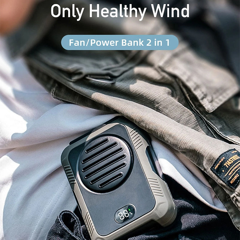 Leaf Less Waist Hanging Fan For Outdoor Sports Large Capacity Battery USB Charging Portable High Wind Hanging Neck Fan