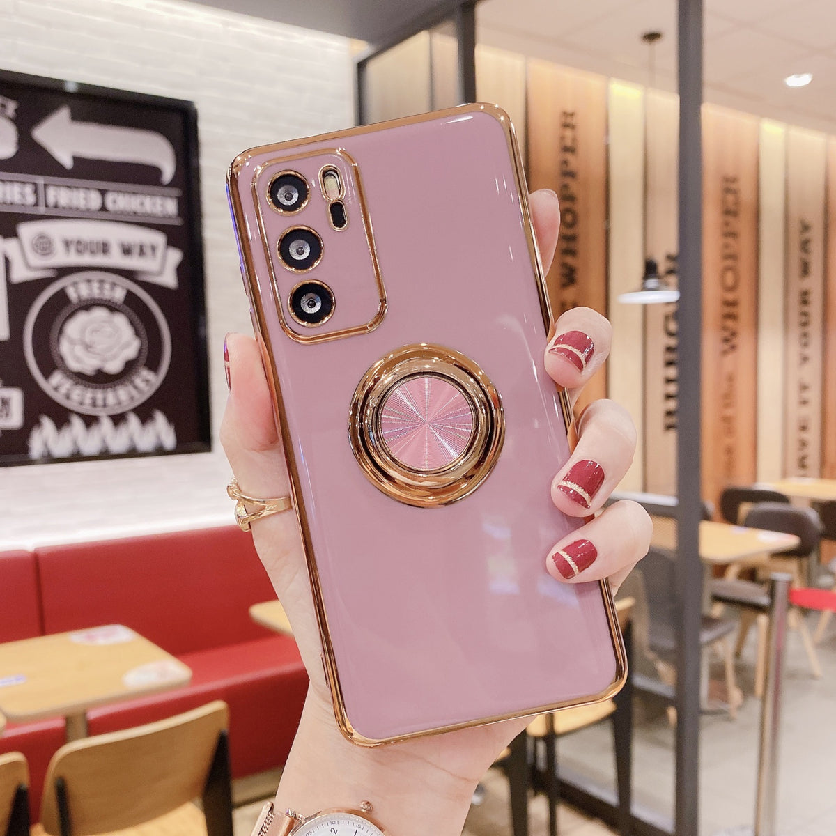 Mobile Phone Shell P40PRO Ring Buckle Bracket Magnetic Car M40 Electroplating Fine Hole Nova8 Purple