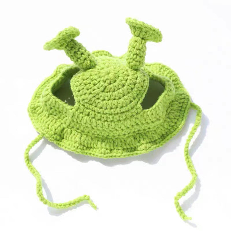 Handmade Knitted Cat Dog Hat Pet Hair Accessories Headgear Green Average Size