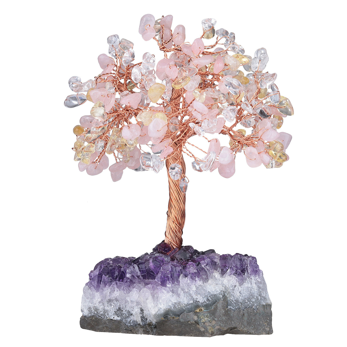 Natural Amethyst Flower Regular Base Tree Gravel Handicraft Ornaments White Crystal
