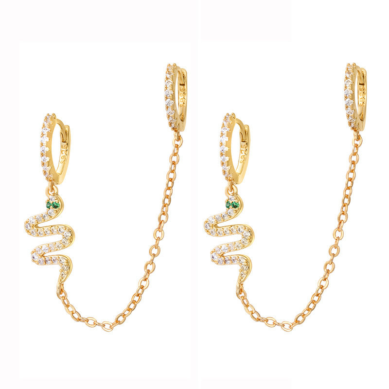European And American Luxury Zircon Snake Stud Earrings KY0072GG