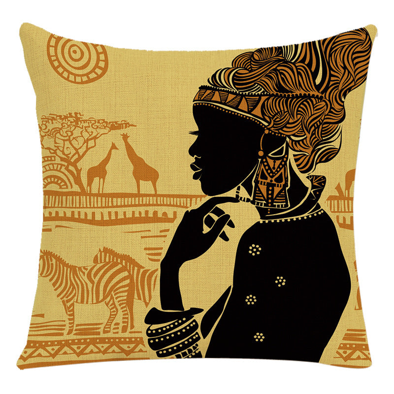 African Woman Housewares Bed Cushion Cover Car Pillow K 45*45cm