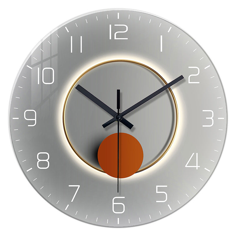 Tempered Glass Wall Clock Mute Living Room Clock Wall-mounted Decorative Clock 12 Inches Style 5