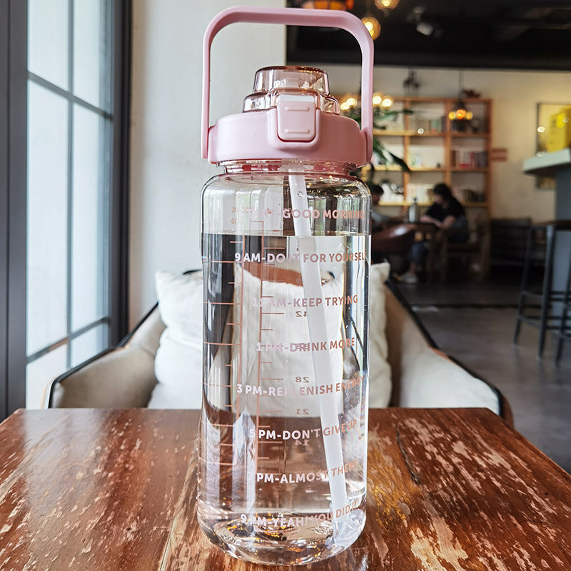 Large Plastic Cup Portable Water Bottle Pink 2000ML