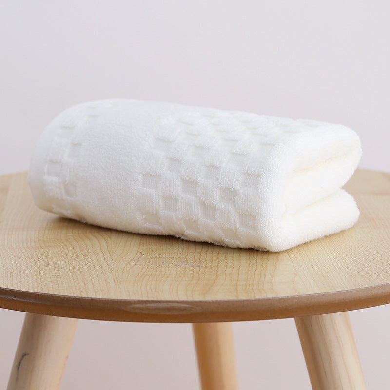 Thickened Absorbent Soft Cotton Face Towel Double grid white