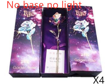 24K Luminous Color Gold Rose Flower Set No base no lightX4