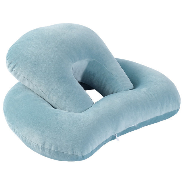 U-Shaped Desk Nap Pillow Neck Supporter Seat Cushion Headrest Travel Neck Pillow With Arm Rest Sea blue