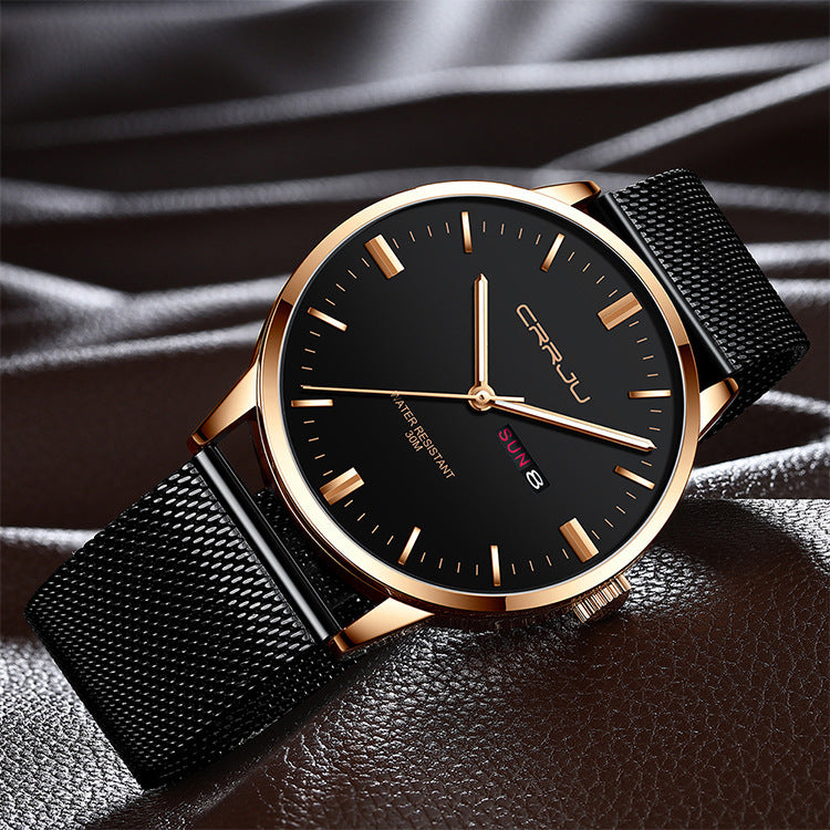 Men's watch business casual quartz watch Black Rose Black Face