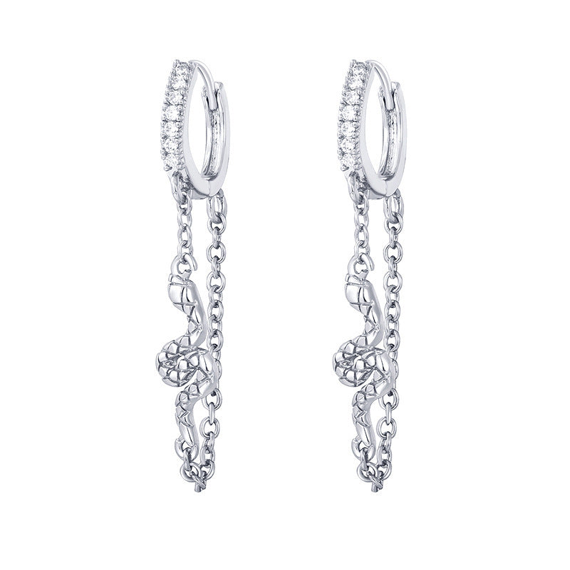 European And American Luxury Zircon Snake Stud Earrings KY0073SS