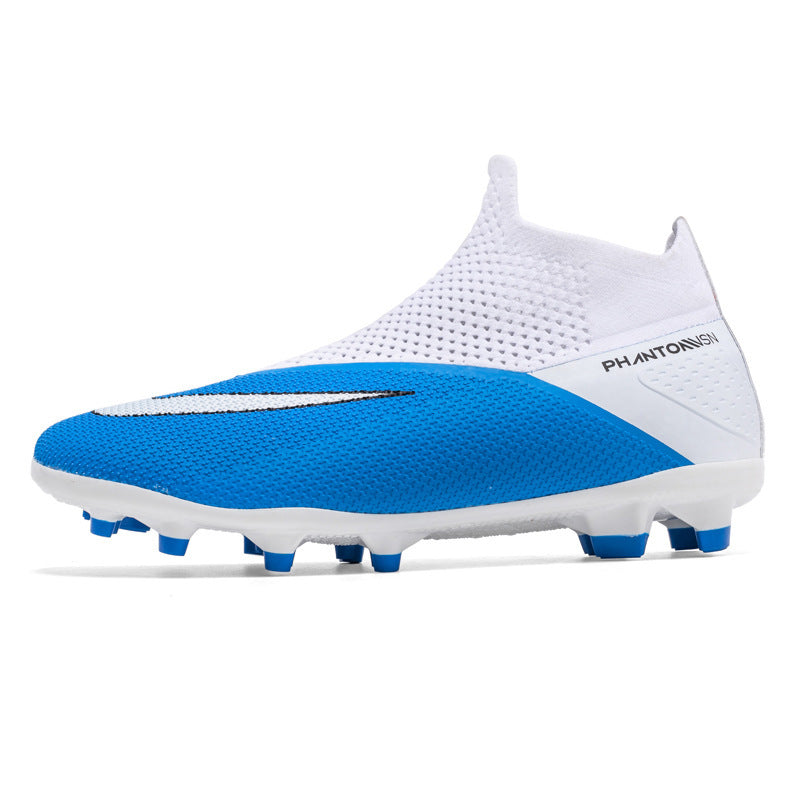 Football Shoes New High - Top Flying Socks Shoes Blue