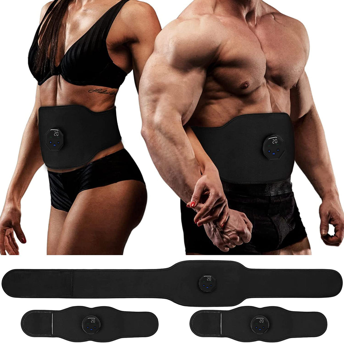 Lazy Man Abdominal Muscle Pad - Abdominal Strengthening and Toning Machine Abs Belt-Three Piece Set