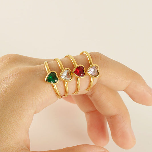 European And American New Stainless Steel Stylish Colored Diamond Ring