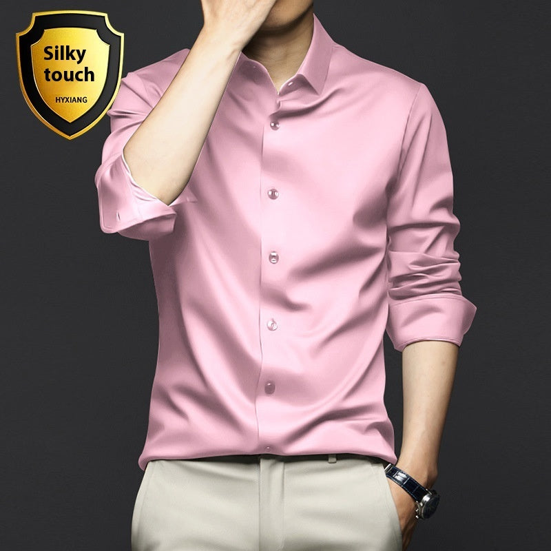 Long Sleeve Shirt Men's Anti-wrinkle Non-ironing Business Clothing Shirt C2128 8 Pink