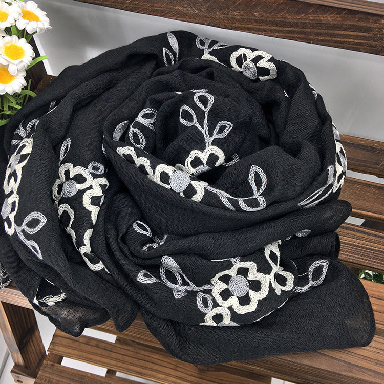 Spring And Summer Women's Artistic Ethnic Style Shawl Cotton Linen Versatile Long 1color 180X90CM