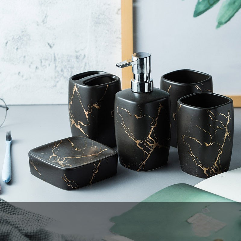 Wash bathroom, gift, mouthwash cup, bathroom Black Q5pcs