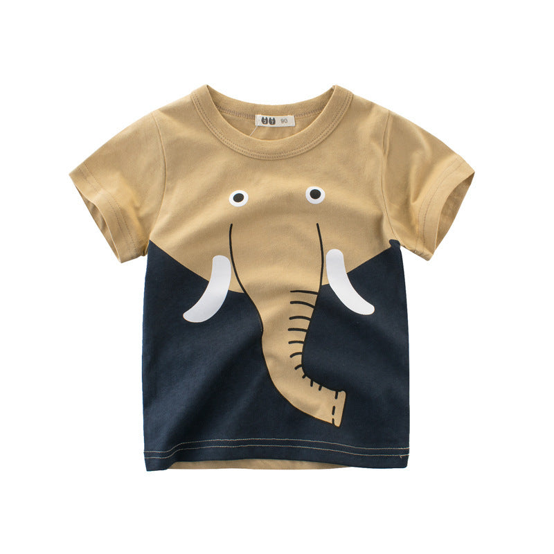 Child short sleeve t-shirt boy half sleeve Khaki