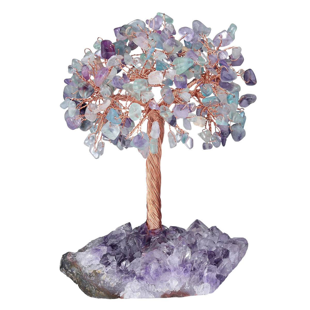 Natural Amethyst Flower Regular Base Tree Gravel Handicraft Ornaments Fluorite